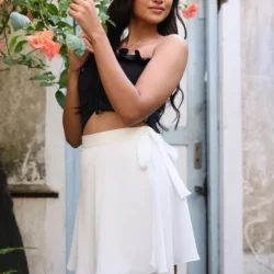 Wraparound Satin Skirt – White