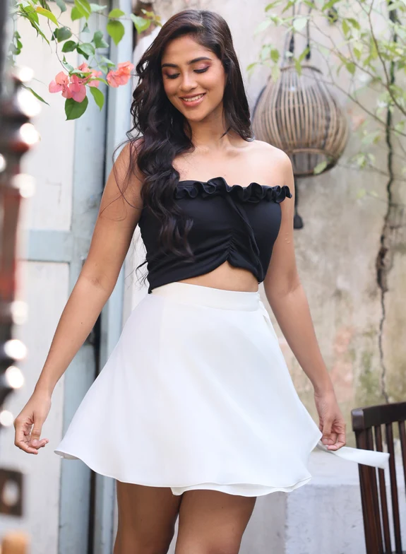 Wraparound Satin Skirt – White