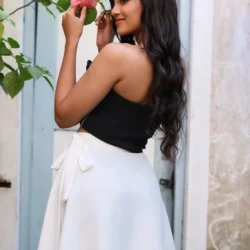 Wraparound Satin Skirt – White