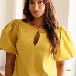 Style_10-03_575x.progressive Lime Yellow Keyhole Round Neck Top