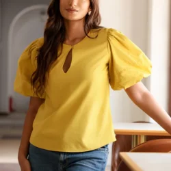 Style_10-05_575x.progressive Lime Yellow Keyhole Round Neck Top