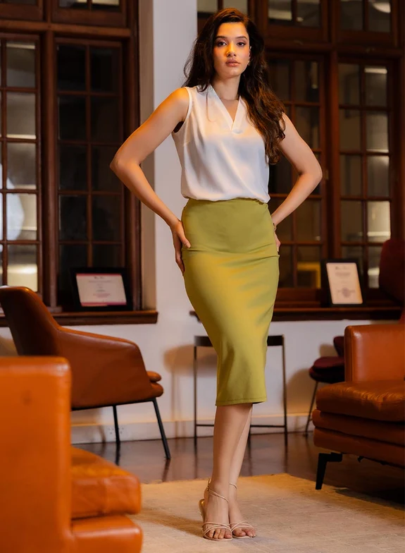 workwearAlbum-Web-01-B-Skirt_575x.progressive Body Con Ponte Skirt - Light Green